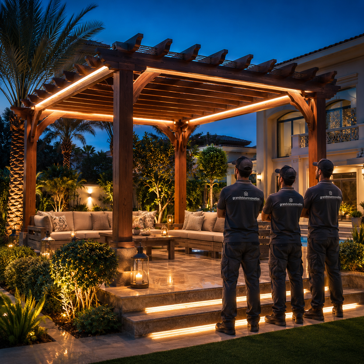 Poolside Pergola with LED Lighting Dubai