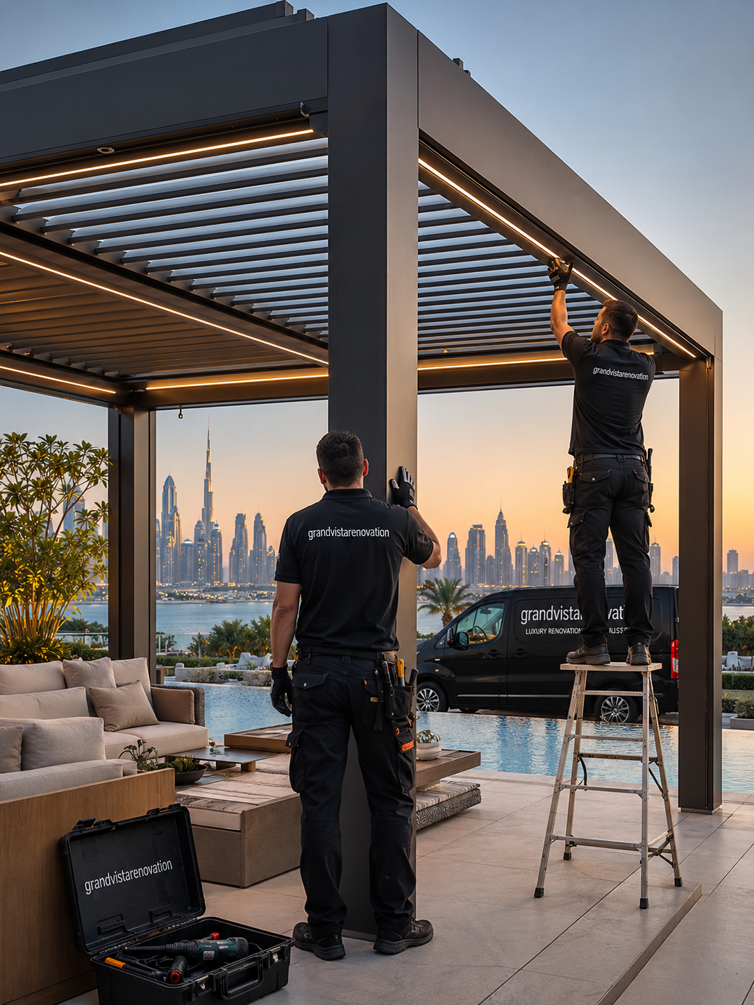 Luxury Wooden Pergola Installation Dubai